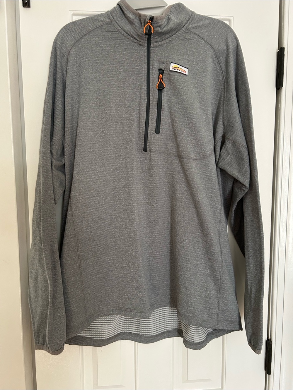 Orvis Gray Half-Zip Pullover with Orange Accents